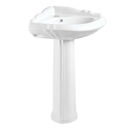 Kingston Brass 36.25" Tall Glossy White Ceramic Oval Pedestal Bathroom